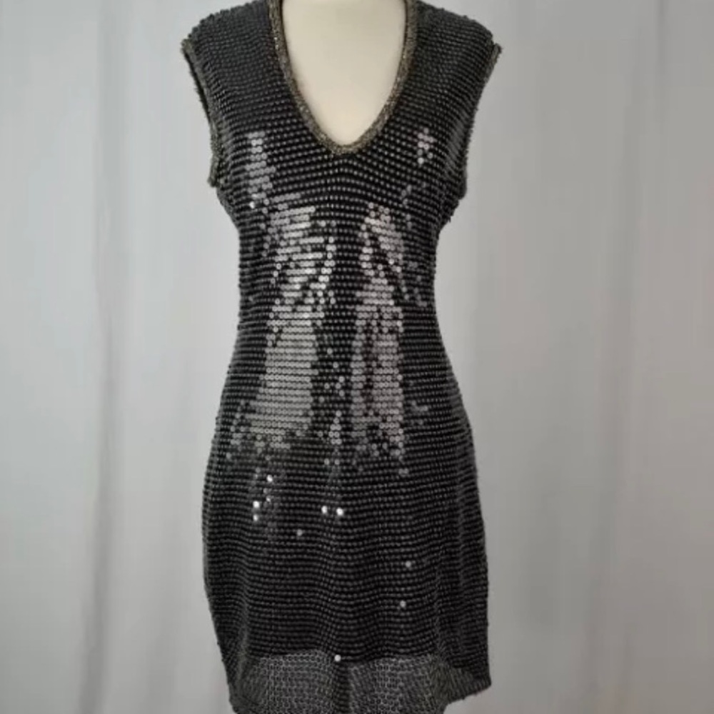 Saylor Medium Black Sequin Sleeveless Mini Dress